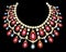 jewelry female gold necklace with precious stones and rubies