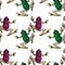 Jewelry frog isolated on white background. Seamless pattern