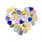 Jewelry gemstones heart shaped. Isolated on white.