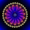 Jewelry glowing colorful 3d mandala. Illuminated 3d flower. Neon shiny round pattern. Luxury glow background. Sapphire gemstone.