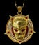 Jewelry gold skull pendant with star pentagram diamond