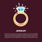 Jewelry golden diamond wedding ring vector poster