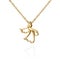 Jewelry golden pendant with diamond, angel with wings, golden chain, yellow gold, isolated on white