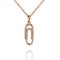 Jewelry golden pendant with diamonds, clip, paper-fastener, clinch, golden chain, rose gold, isolated on white