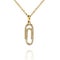 Jewelry golden pendant with diamonds, clip, paper-fastener, clinch, golden chain, yellow gold, isolated on white