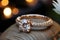 Jewelry ring with diamond in the background bokeh. concept weddings. ia generative