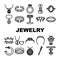 jewelry ring gold jewel icons set vector