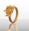 Jewelry ring with golden rose