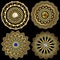 Jewelry round greek vector mandala patterns set. Floral greek key meander ornaments. Geometric ethnic tribal style background.