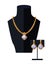 Jewelry Set Golden Necklace and Earrings on Black