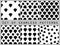 Jewelry. Set of seamless patterns with diamonds. Black and white color. Vector illustration.