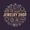 Jewelry shop, diamond accessories banner illustration. Vector line icon of jewels - gold engagement rings, gem earrings