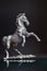 Jewelry, Silver statuette of galloping horses. miniature metal sculpture Stallion reared up.