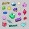 Jewels Stones and Minerals Colorful set for Stickers, Badges, Patches