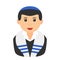 Jewish Boy Avatar Flat Icon on White