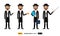 Jewish business men set enjoying cup coffee flat cartoon vector isolated