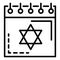 Jewish calendar icon, outline style