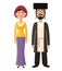 Jewish couple traditional clothes hasid rabbi rabbin national vector illustration mother, father