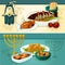 Jewish cuisine dishes for holiday dinner banners