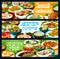 Jewish cuisine restaurant meals vector banners
