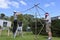 Jewish Family Building a Sukkah on Sukkoth Feast of Tabernacles Jewish Holiday