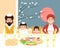 Jewish family at feast of passover vector illustration
