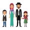 Jewish family flat cartoon concept vector isolated