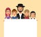 Jewish family isolated vector illustration mother, father, children, son, daughter cartoon isolated