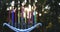 Jewish festival of lights holiday symbol Chanukkah menorah in hanukkiah on candles