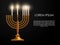 Jewish fifth day holiday Hanukkah background, realistic menorah (traditional candelabra), burning candles, blur effect. Religious