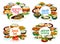 Jewish food restaurant meals round vector banners