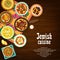 Jewish food vector israelite meals cartoon poster