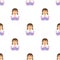 Jewish Girl Avatar Icon Seamless Pattern