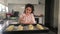 Jewish girl baking sweet Challah bread for Sabbath Jewish Holiday