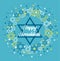 Jewish holiday Hanukkah background, star of David in wreath with star effect. Religious holiday art, Happy Hanukkah