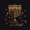 Jewish holiday Hanukkah with gold menorah