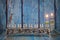 jewish holiday Hanukkah with lighting the first candle on a hanukkah menorah traditional candelabra