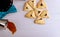 Jewish holiday Purim with carnival mask and hamantaschen cookies red kosher wine