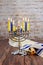 Jewish holiday Tallit Lighting Hanukkah Candles celebration