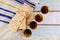 Jewish holiday Wine and matzoh - elements of jewish passover supper