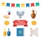 Jewish holidays hanukkah flat icons