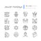 Jewish holidays linear icons set