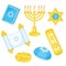 Jewish holidays symbols. Design elements set