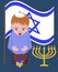 Jewish kid with spinning top, hanukkah greetings