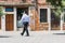 Jewish man with kippah crosses a square in the Jewish ghetto in Venice.