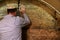 Jewish man pray at the most sacred spot on the Western Wall Jerusalem Israel