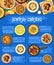 Jewish meals vector menu template, israelite food