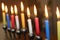 Jewish menorah with enlighten candles for Hanukkah Judaic holiday symbol