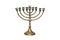 A Jewish nine-pointed candlestick with the star of David, used during the Hanukkah festival, isolated on a white background with a