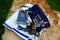 Jewish prayer set: Tanah Hebrew Bible, Tefillin box with verses from the Torah and Talit prayer shawl. Israel